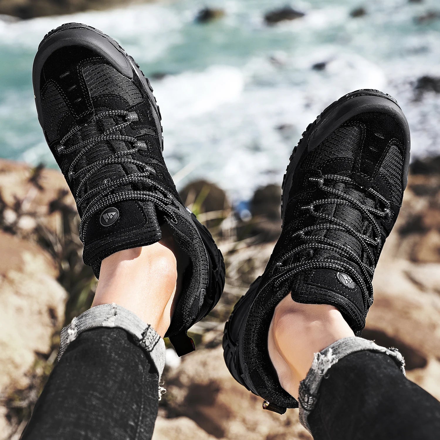 HIKEUP Men's Suede Leather Hiking Shoes – Outdoor Trekking